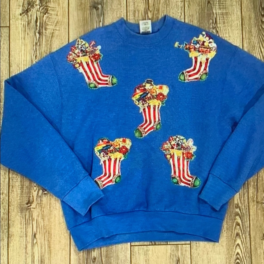 Fruit of the Loom Blue Holiday Crewneck Sweater